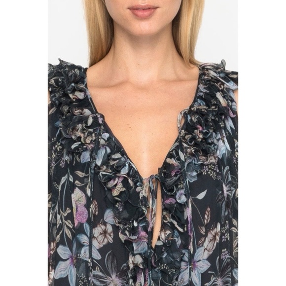 JOHNNY WAS silk ruffle sleeveless top size XS floral - Picture 11 of 12